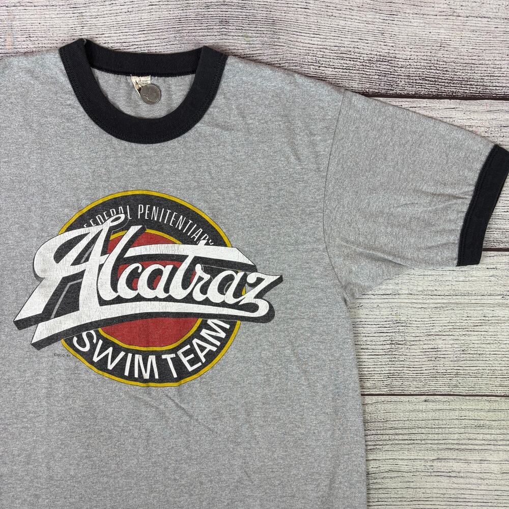 Vintage 1981 Alcatraz Island Swim Team Screen Stars Ringer T-shirt